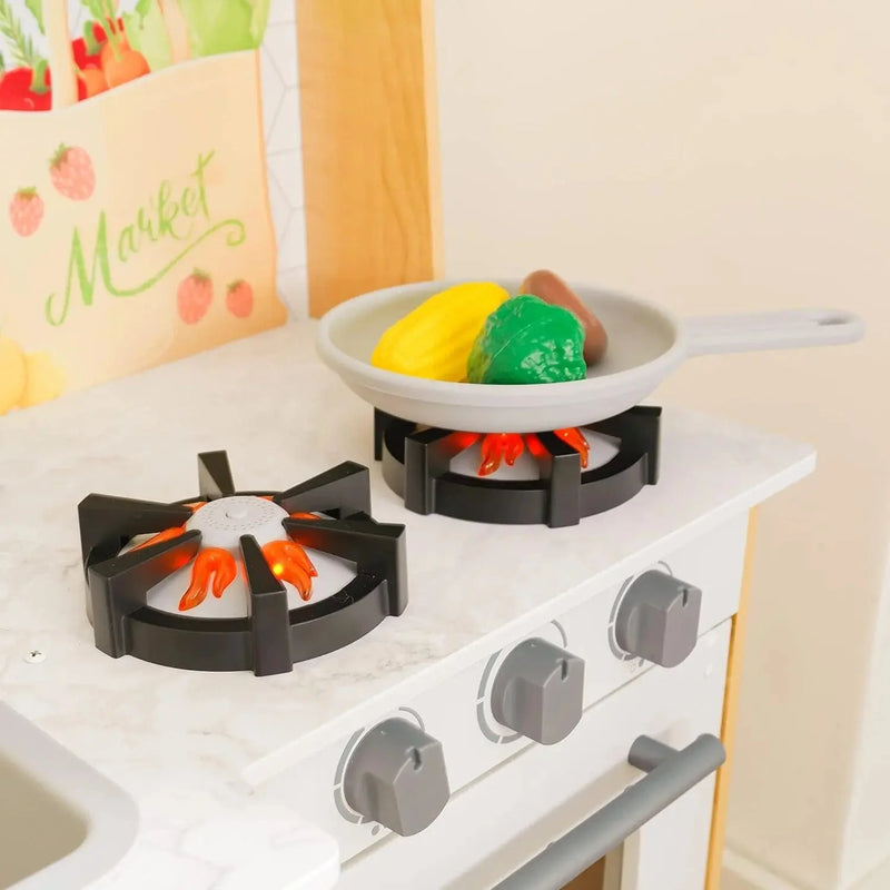 KidKraft Fresh Harvest Wooden Play Kitchen with Lights and Sounds for Kids