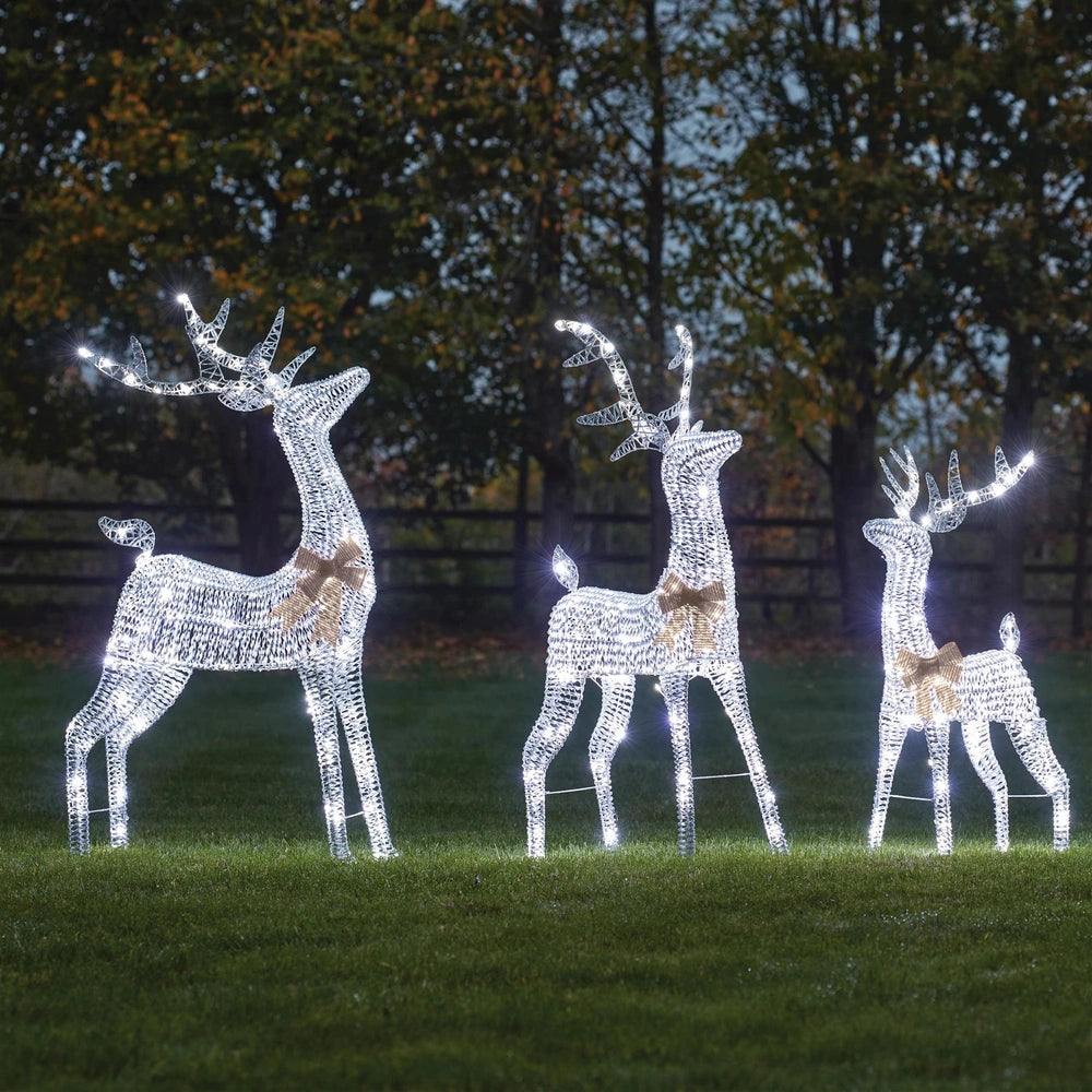 Three Kings Glitter Twist Reindeer Silver - 115cm - Cool White LED