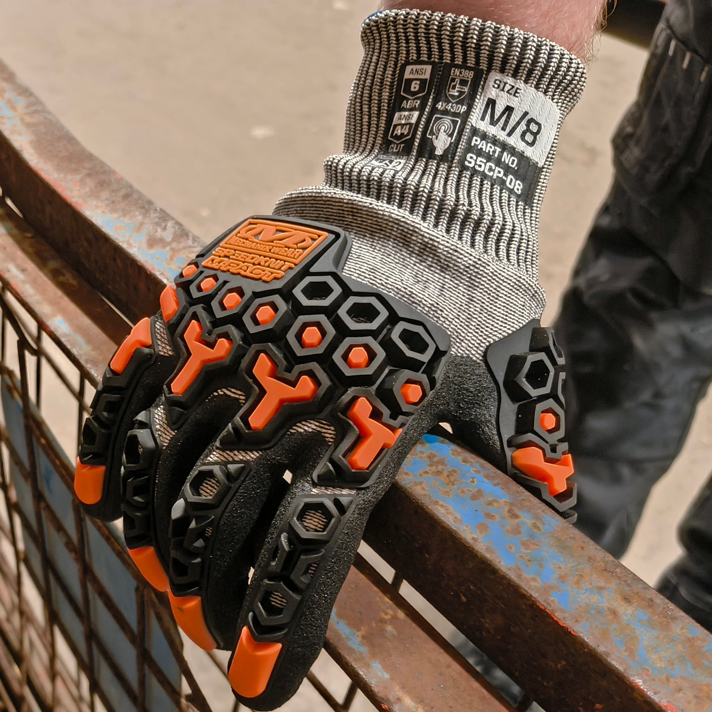 Mechanix Wear SpeedKnit M-Pact Grey HPPE/Nitrile Work Gloves - ANSI A4 Cut Resistance