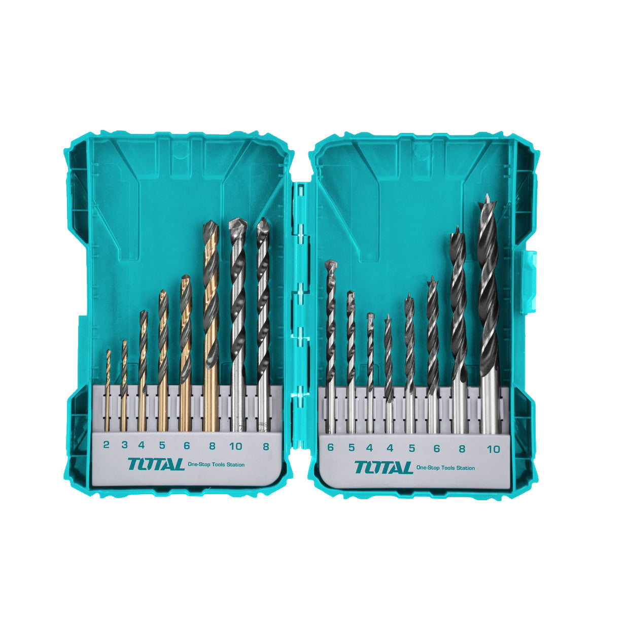 Total Metal, Concrete and Wood Drill Bits Set - 16pcs - TACSDL11601
