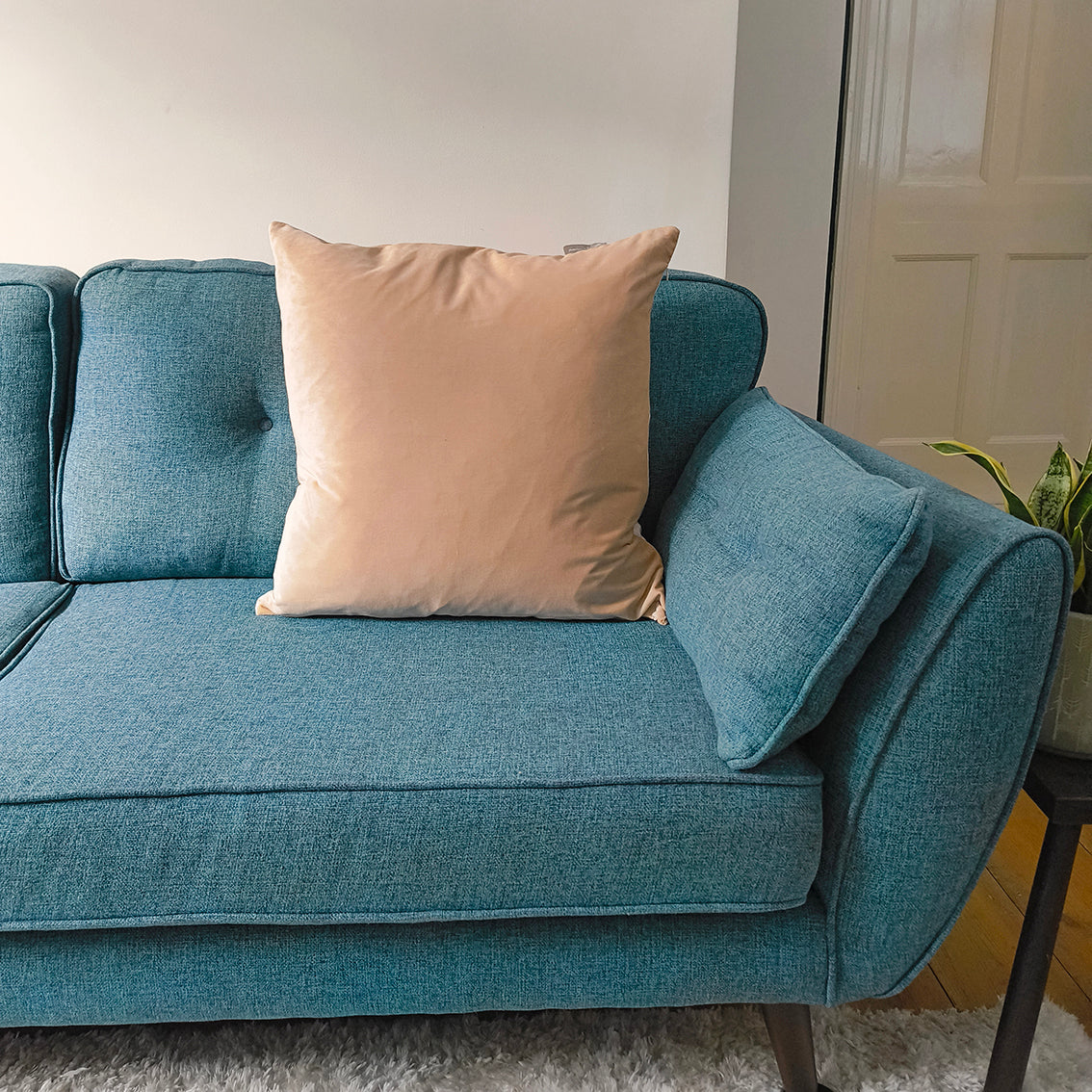 Lisa Pryde Luxury Velvet Cushion with Duck Feather Insert - Nude