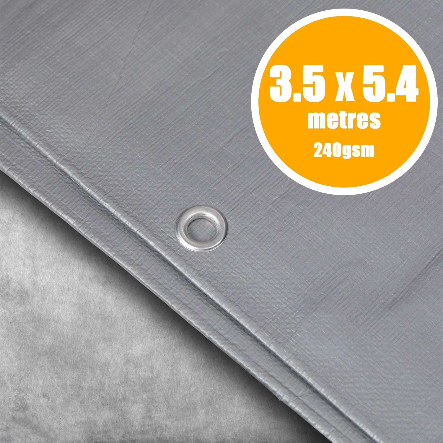 Perimeter Heavy Duty Tarpaulin Silver - 3.5 x 5.4 Metres