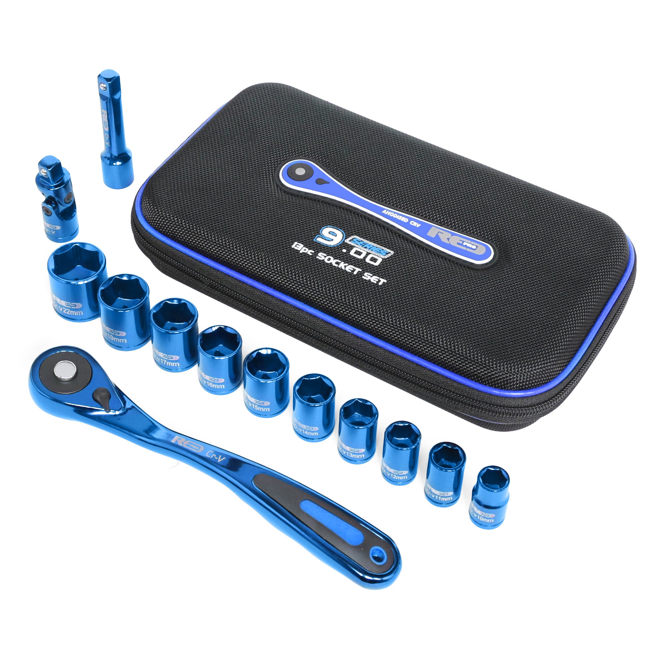 Red Pro Tools 13pc Socket Set 3/8" Drive (9.00 Series) - Blue