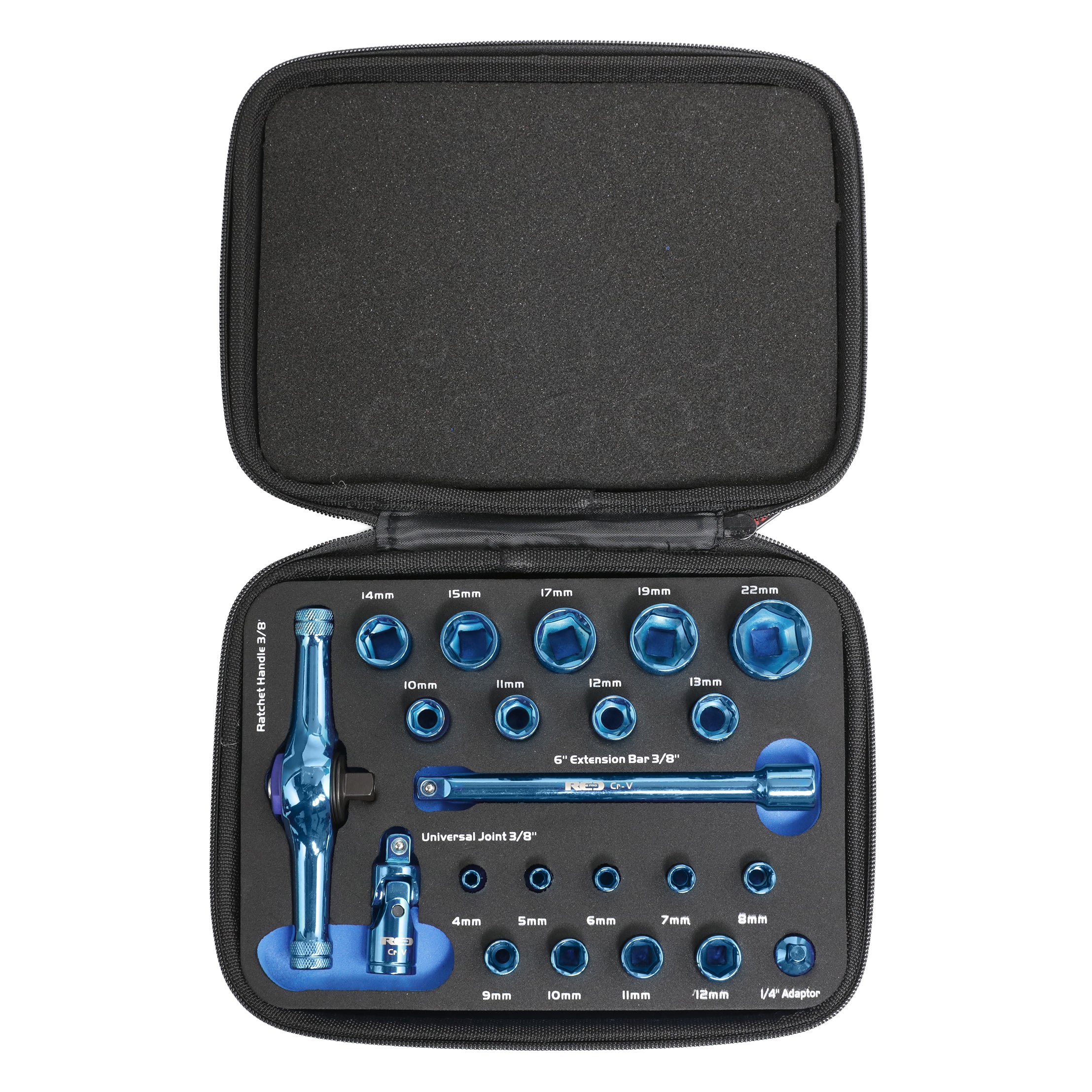 Red Pro Tools 22pc Socket Set 1/4" & 3/8" Drive (6/9.00 Series) - Blue