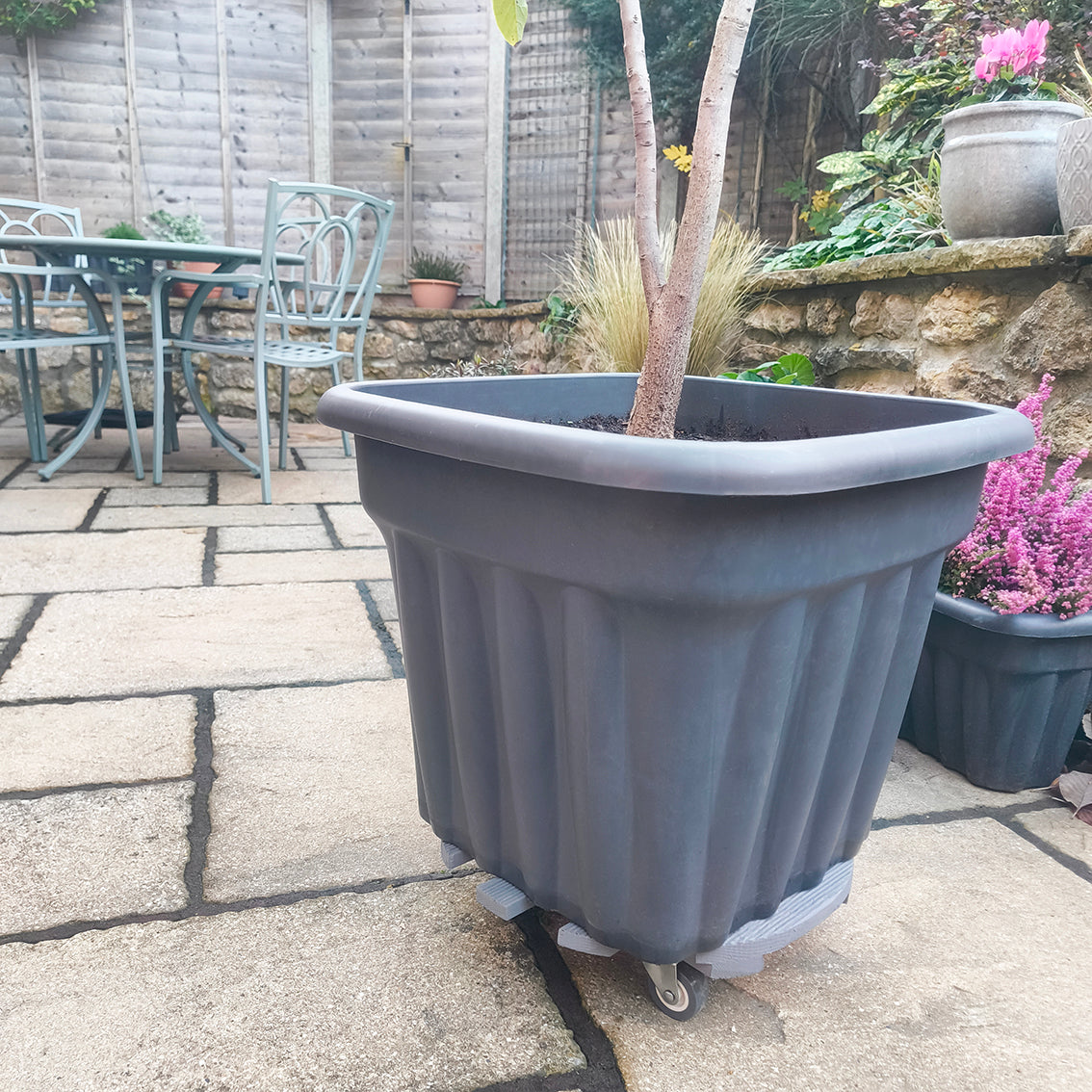 Woodlodge Grey Round Plant Pot Trolley  38cm