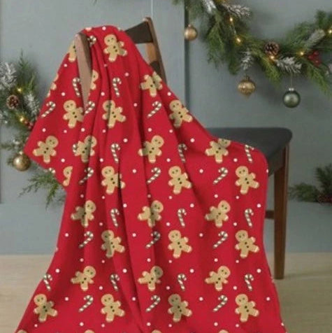 Festive Gingerbread Fleece Throw - 120x150cm