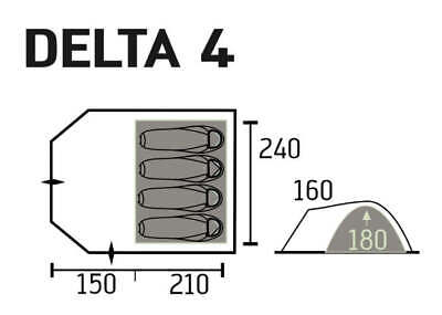 Portal Outdoor - Delta 4 Person Tent - Classic Black/Grey
