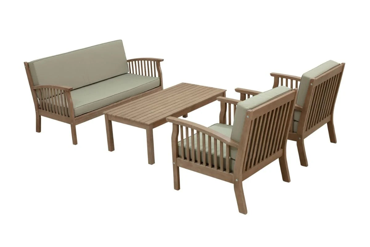 Somerset 4 Seater Lounge Set - Teak finish