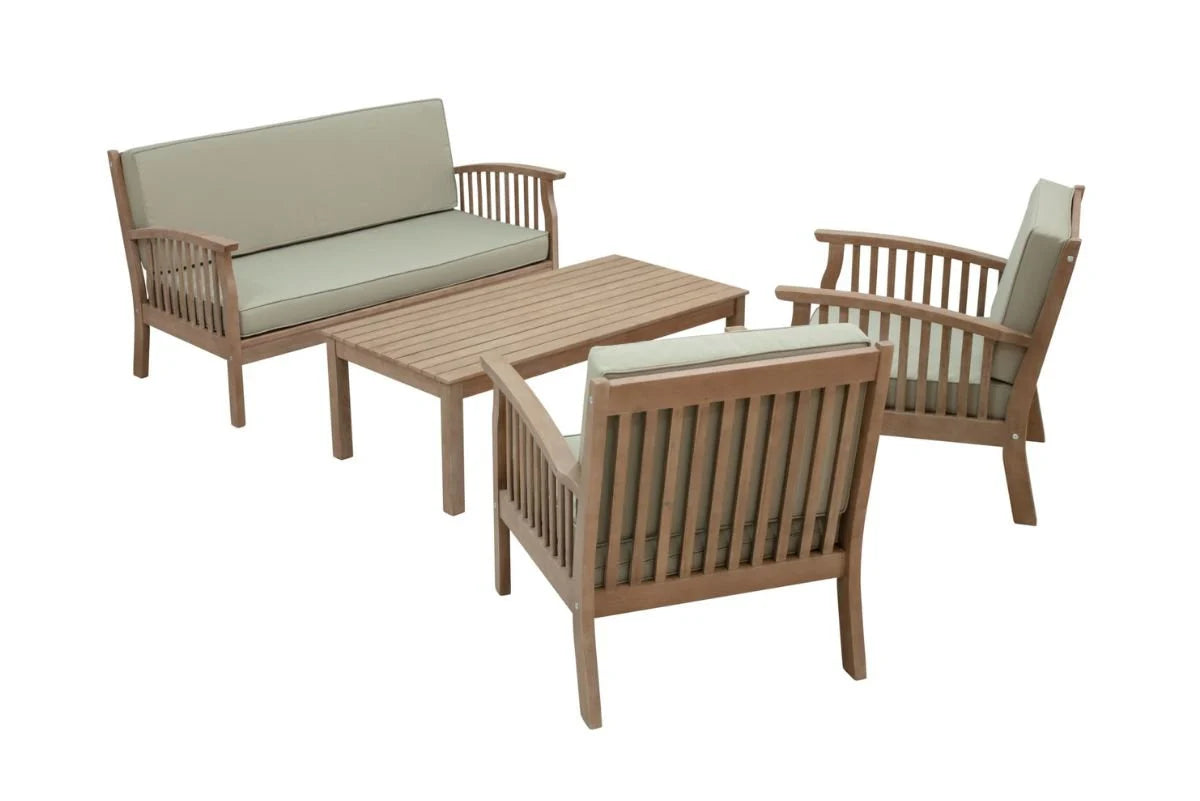 Somerset 4 Seater Lounge Set - Teak finish