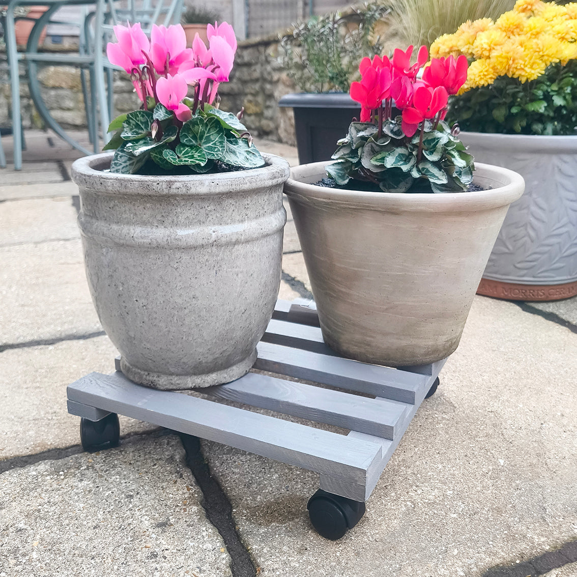 Woodlodge Grey Square Plant Pot Trolley 30cm