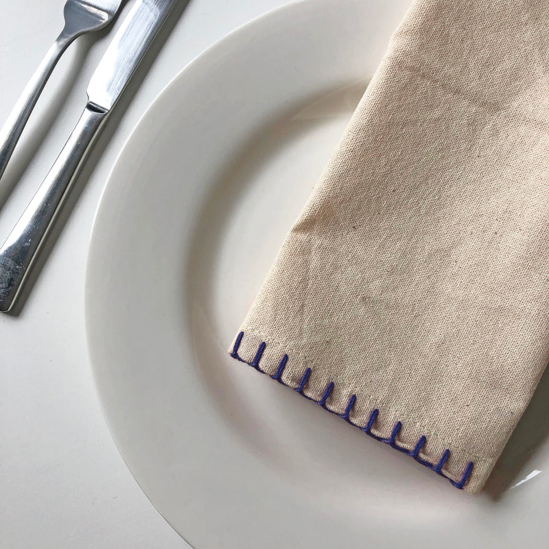 Native Fab Natural Edge Stitch Dinner Napkins 40 x 40cm - Set of 12