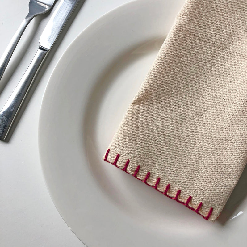 Native Fab Natural Edge Stitch Dinner Napkins 40 x 40cm - Set of 12