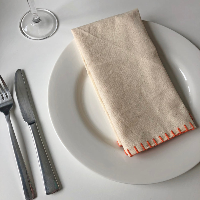 Native Fab Natural Edge Stitch Dinner Napkins 40 x 40cm - Set of 12