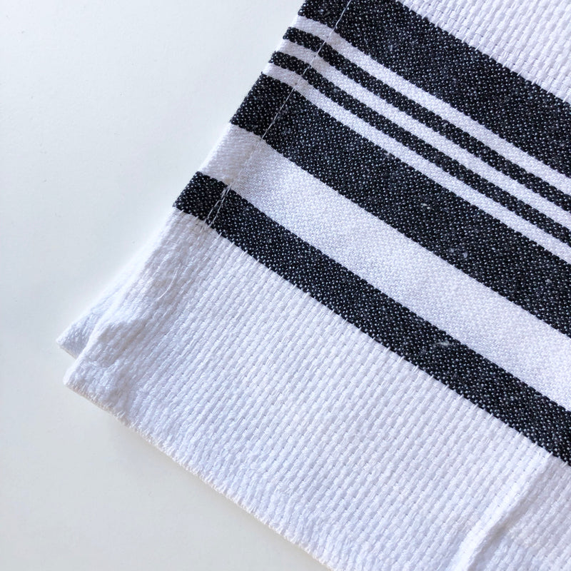 Cotton Woven Stripe Kitchen Tea Towels - Set of 12