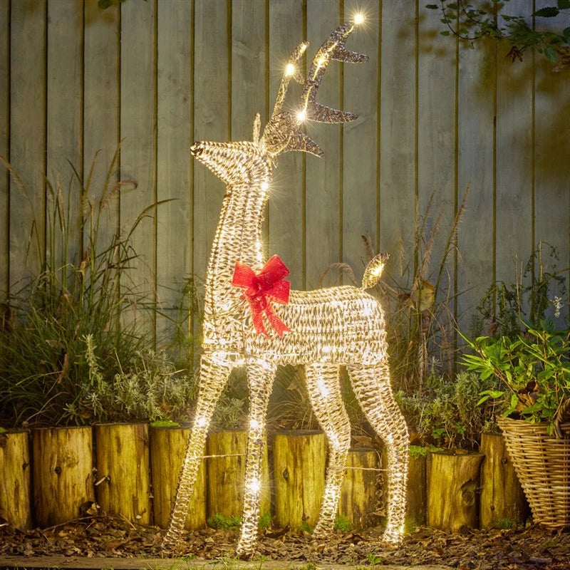 Three Kings Glitter Twist Reindeer Gold - 95cm - Warm White LED