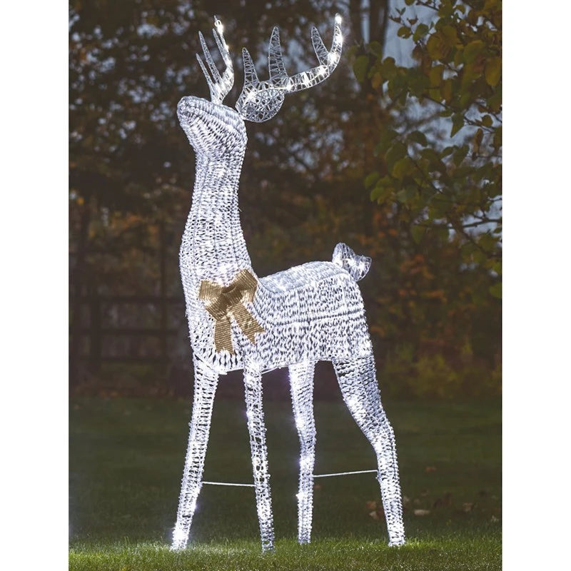 Three Kings Glitter Twist Reindeer Silver - 95cm - Cool White LED