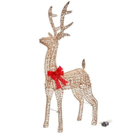 Three Kings Glitter Twist Reindeer GOLD - 80cm - Warm White LED