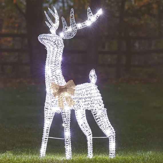 Three Kings Glitter Twist Reindeer Silver - 115cm - Cool White LED