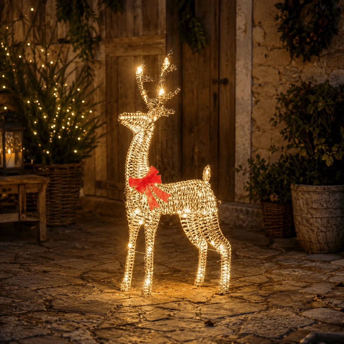 Three Kings Glitter Twist Reindeer Gold - 95cm - Warm White LED