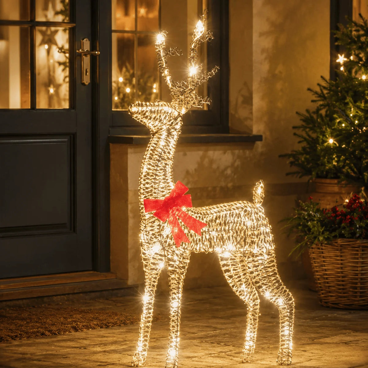 Three Kings Glitter Twist Reindeer GOLD - 80cm - Warm White LED