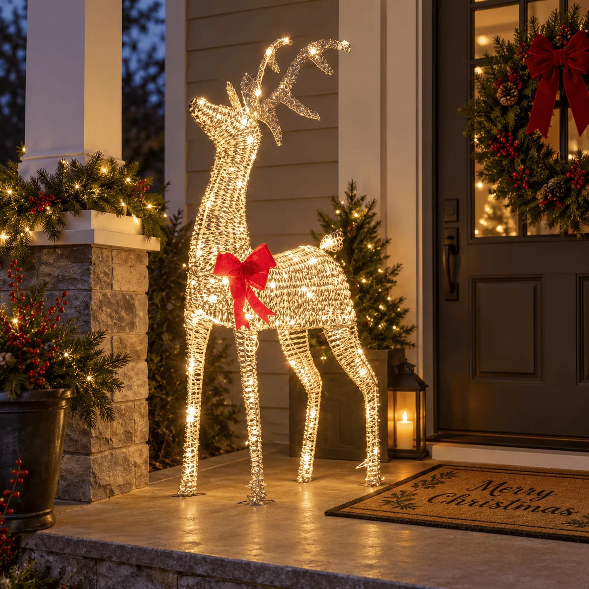 Three Kings Glitter Twist Reindeer Gold - 115cm - Warm White LED