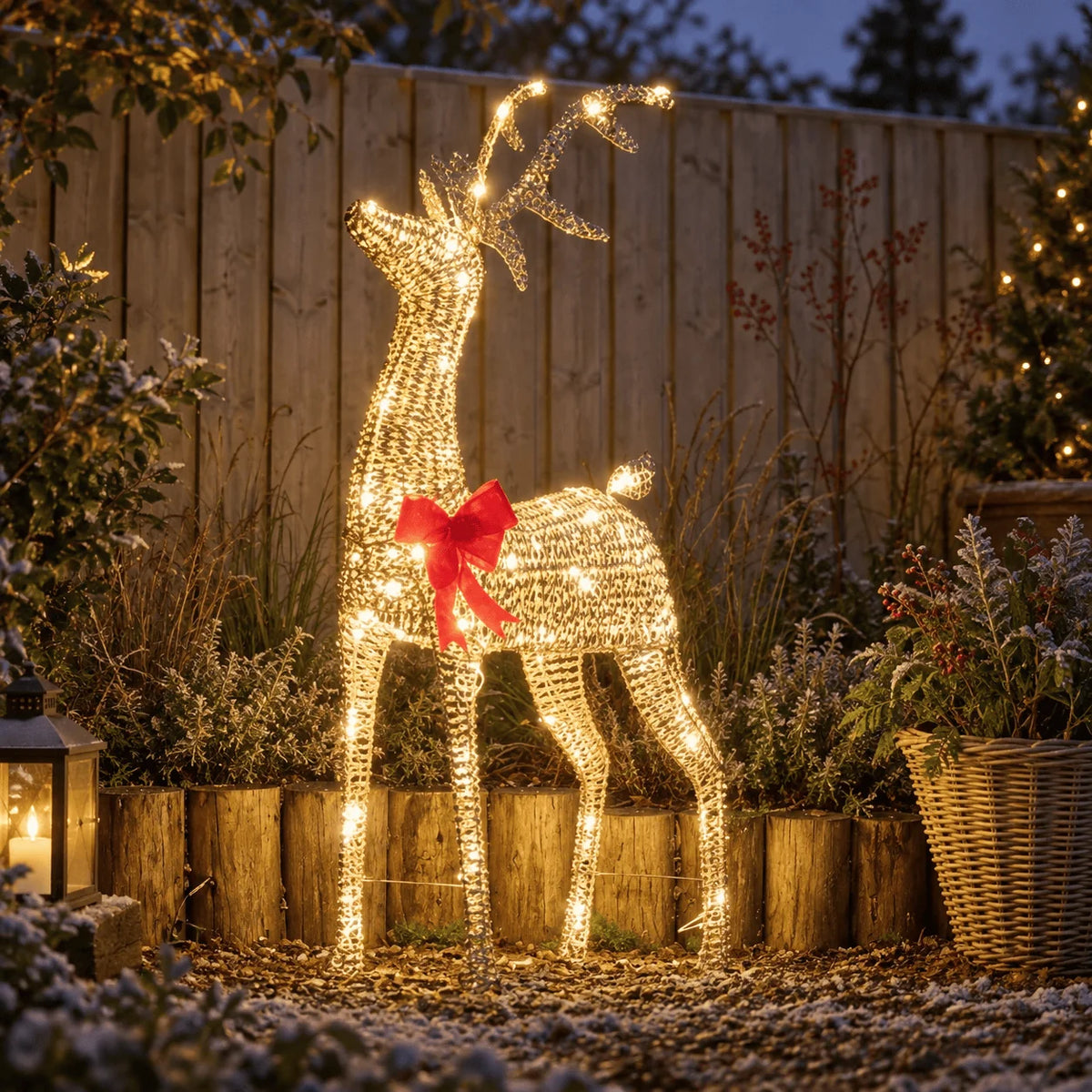 Three Kings Glitter Twist Reindeer Gold - 115cm - Warm White LED