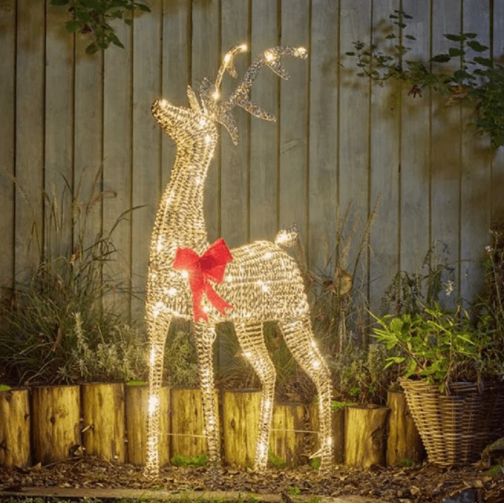 Three Kings Glitter Twist Reindeer Gold - 115cm - Warm White LED