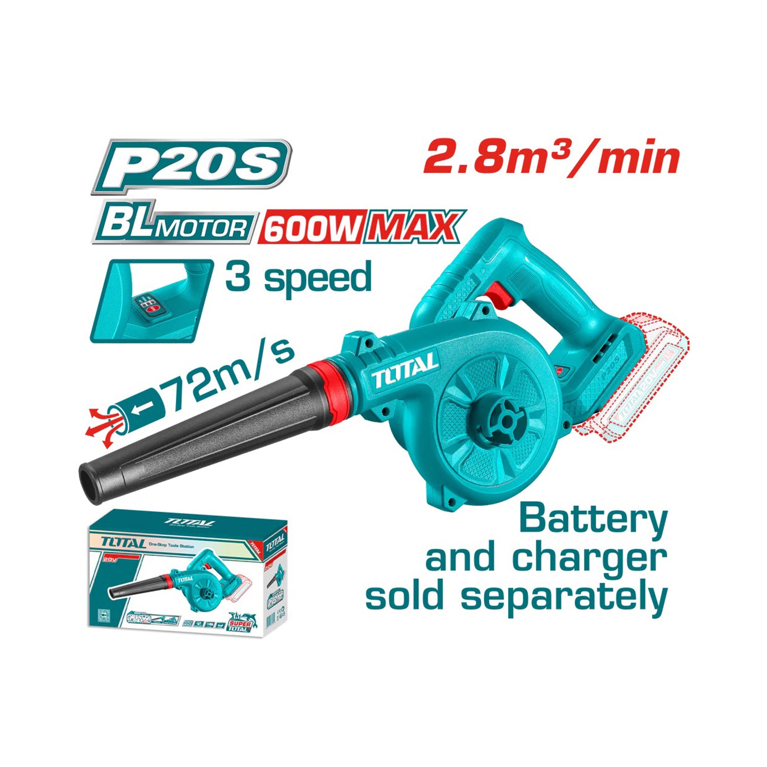 Total Li-Ion 20V Cordless Blower (Battery not included) - TABLI2068