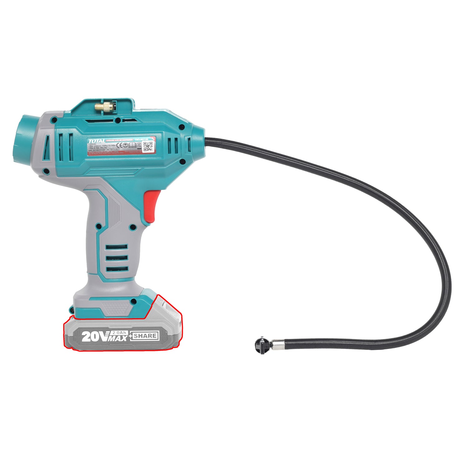 Total Li-Ion 20V Cordless Auto Air Compressor 150PSI (Battery not included) - TACLI2018E