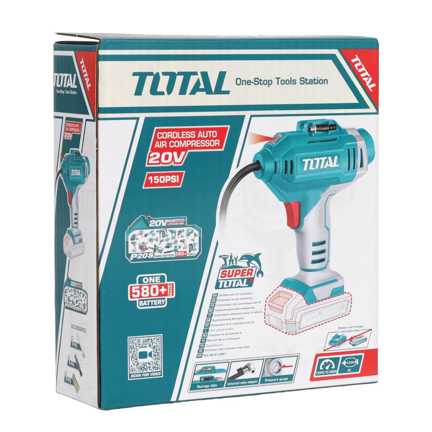 Total Li-Ion 20V Cordless Auto Air Compressor 150PSI (Battery not included) - TACLI2018E