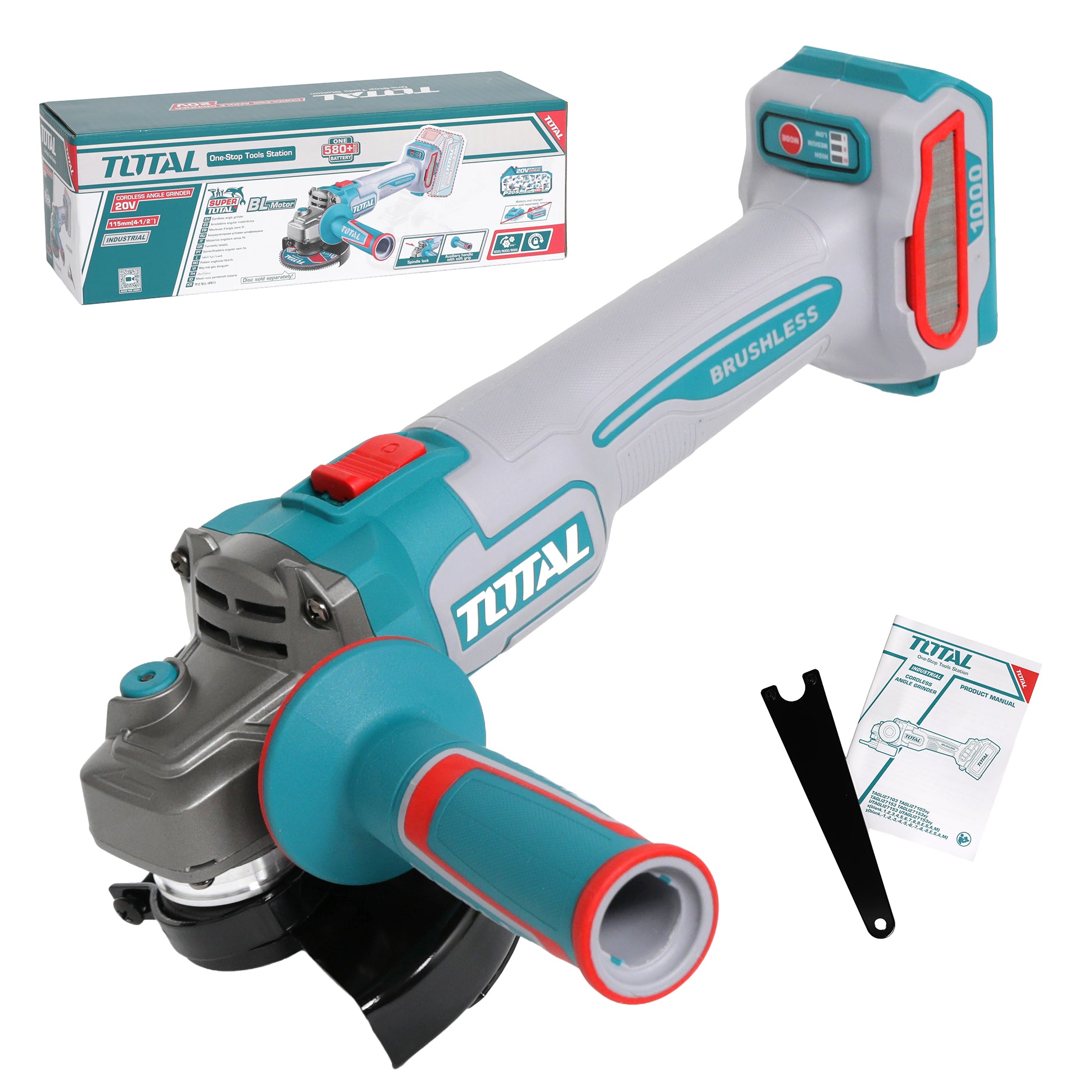 Total Li-Ion 20V Cordless Angle Grinder (Battery not included) - TAGLI27153E