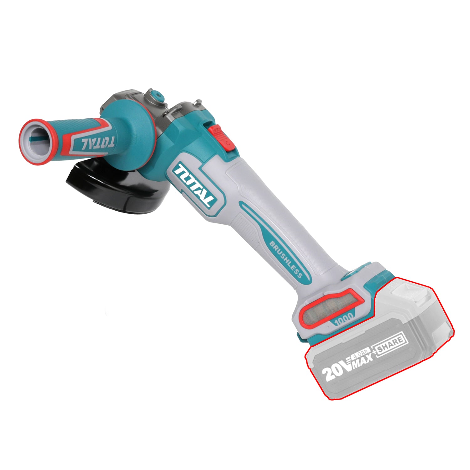 Total Li-Ion 20V Cordless Angle Grinder (Battery not included) - TAGLI27153E