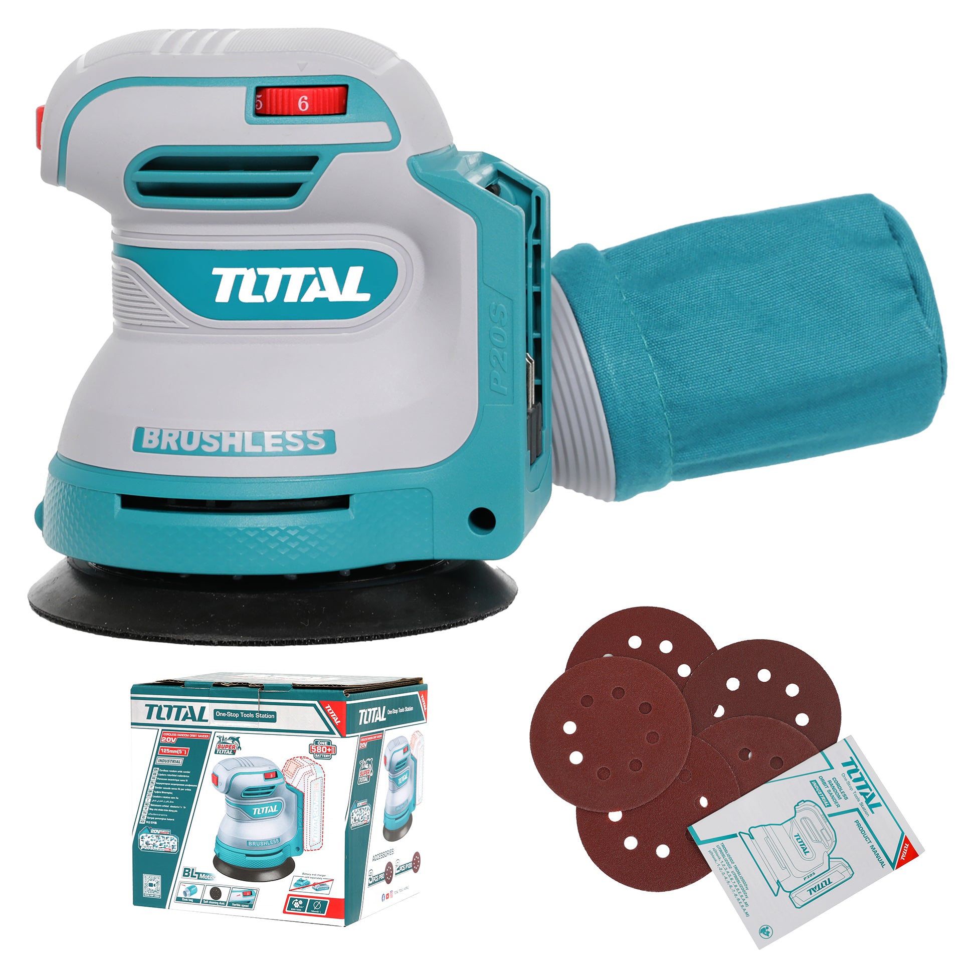 Total Li-Ion 20V Cordless Random Orbit Sander (Battery Not Included) - TROSLI2002