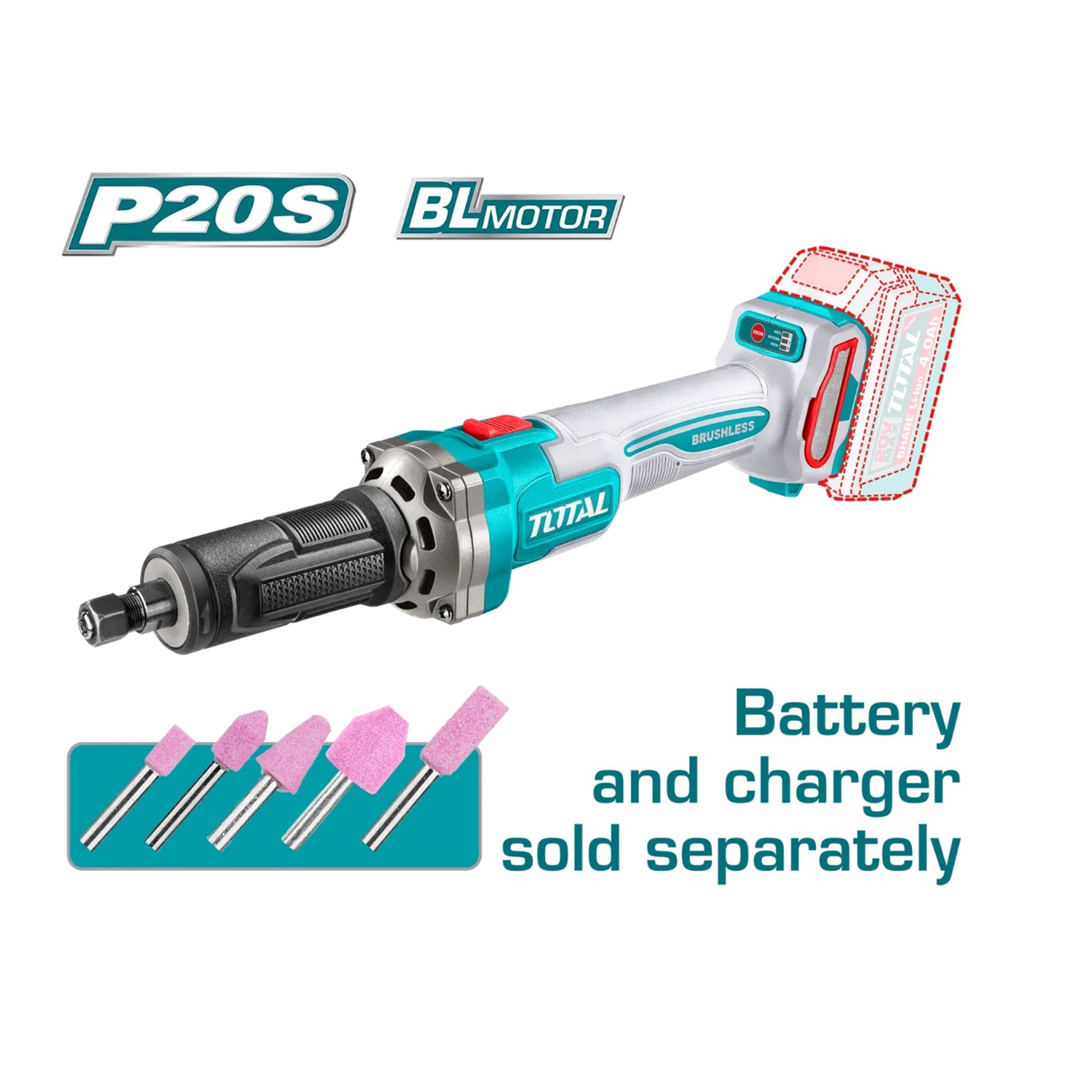 Total Li-Ion 20V Brushless Die Grinder (Battery not included) - TDGLI2001