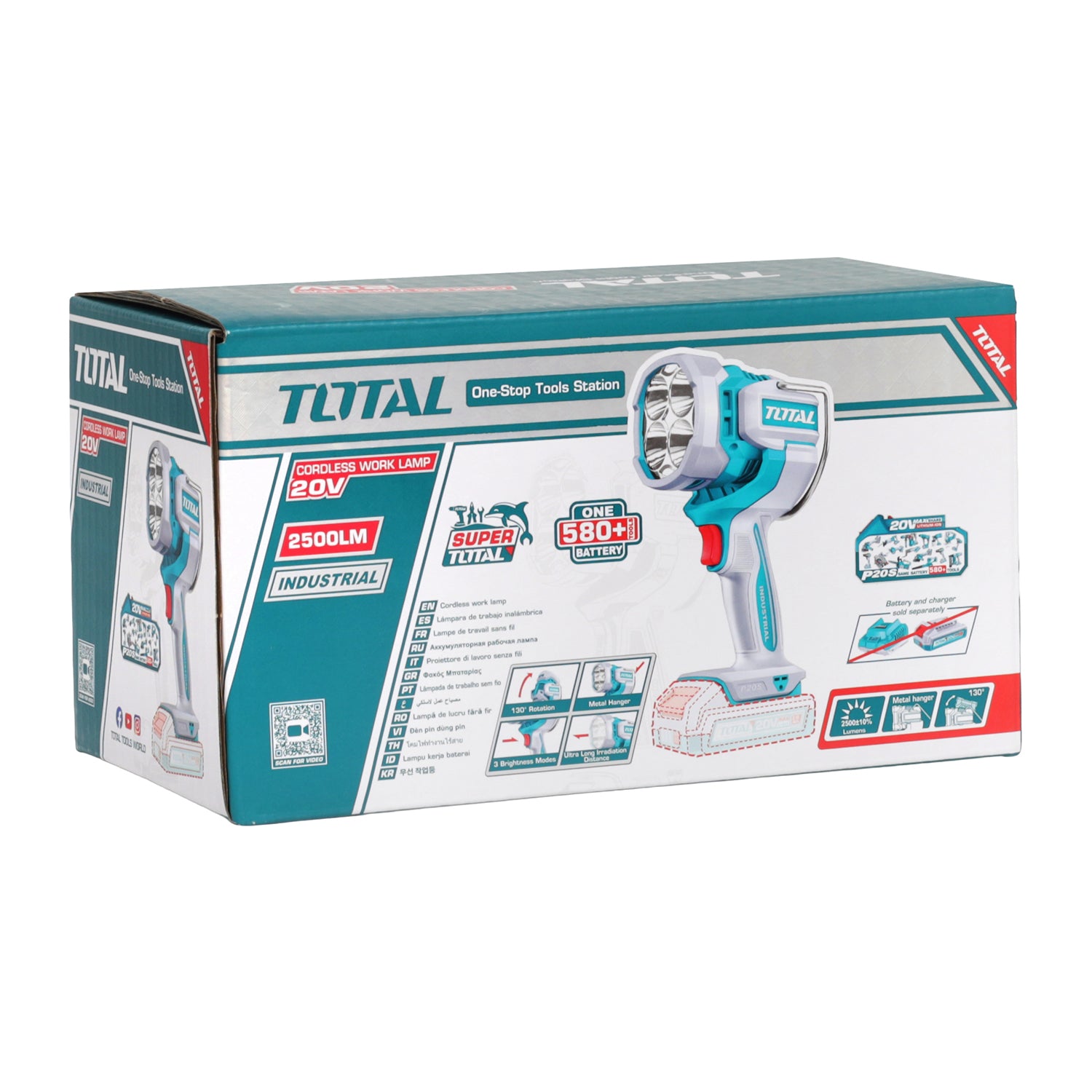 Total Li-Ion 20V Cordless Work Lamp (Battery not included) - TWLI20885