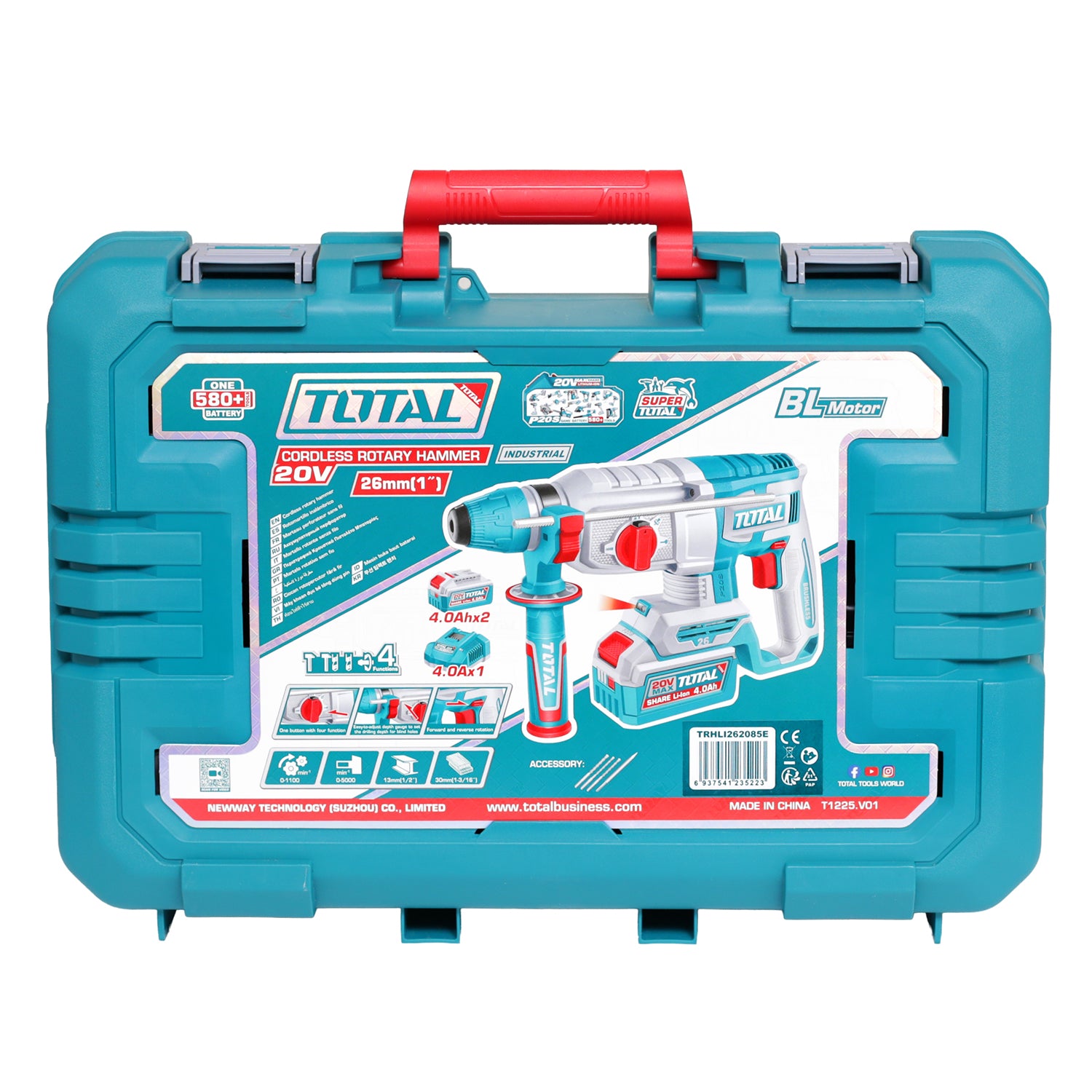 Total Li-Ion 20V Rotary Hammer (with 2 Batteries & Charger) - TRHLI262085E