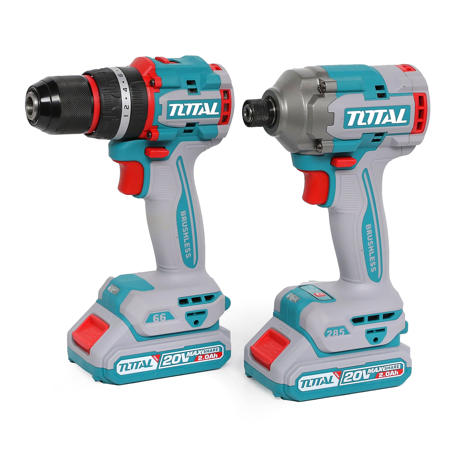 Total Li-Ion 20V Cordless 2pc Combo Kit (with 2 x Batteries & Charger) - TCKLI20277E