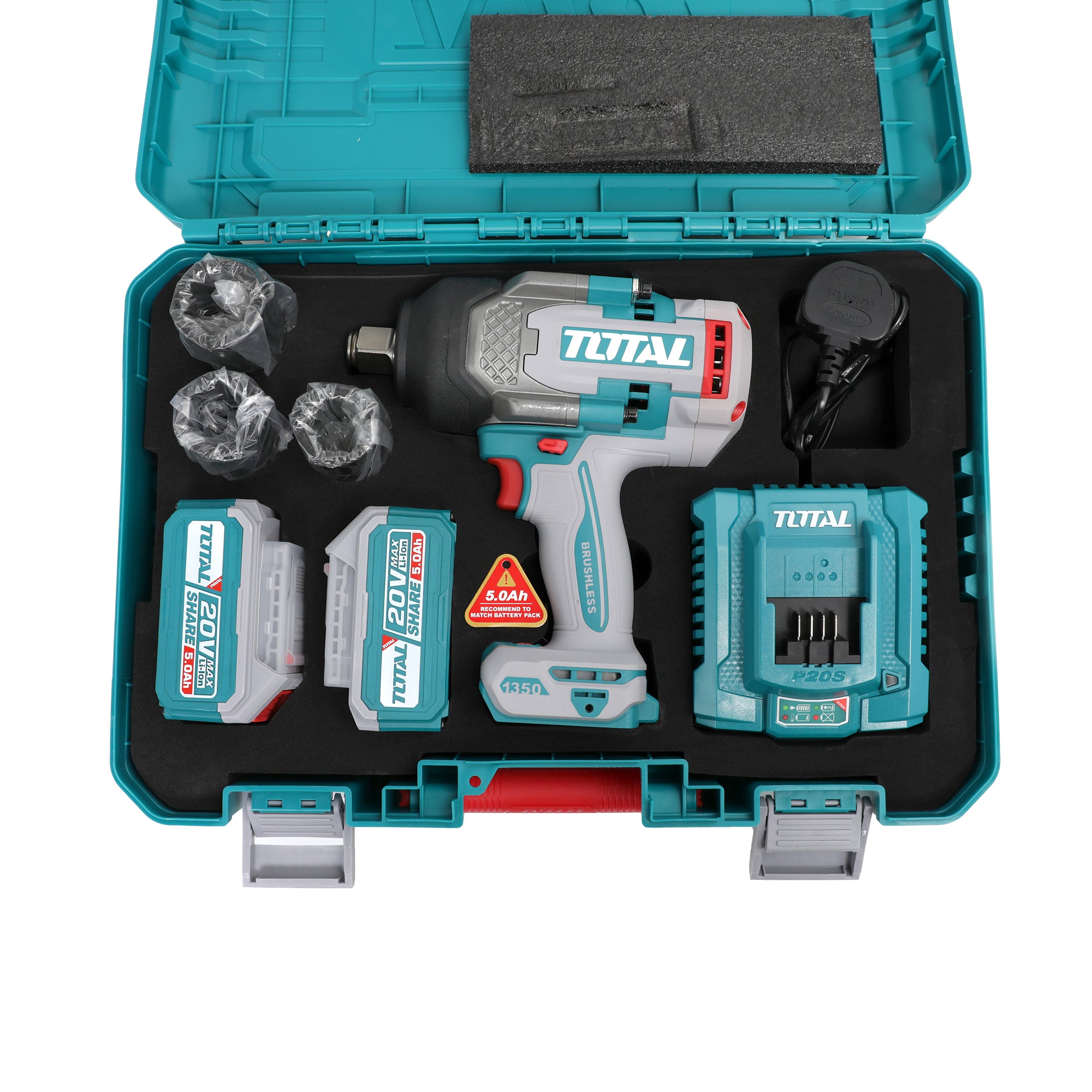 Total Li-Ion 20V Cordless Impact Wrench (with 2 x Batteries & Charger) - TIWLI20135E