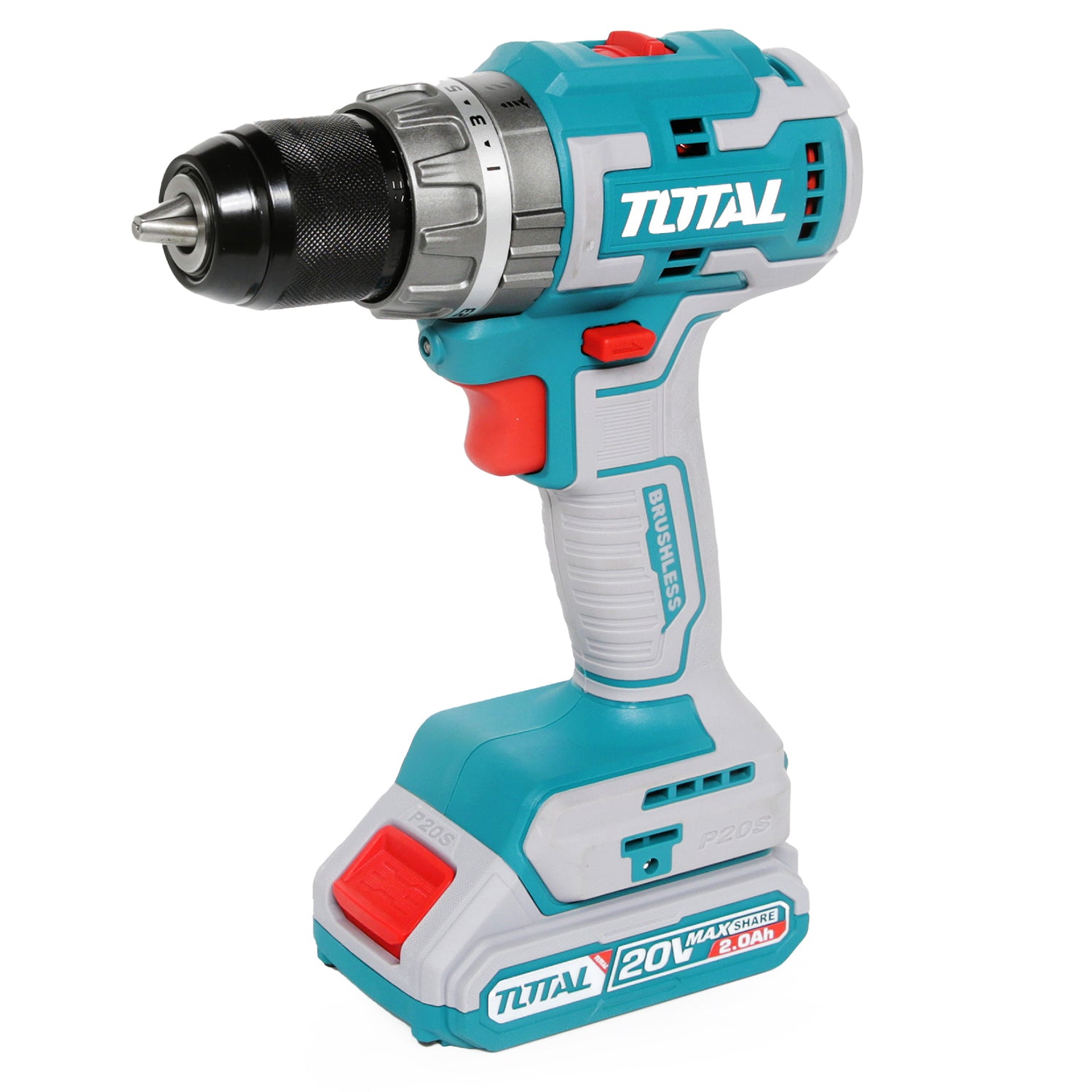 Total Li Ion 20V Brushless Impact Drill with 2 x Batteries Charger