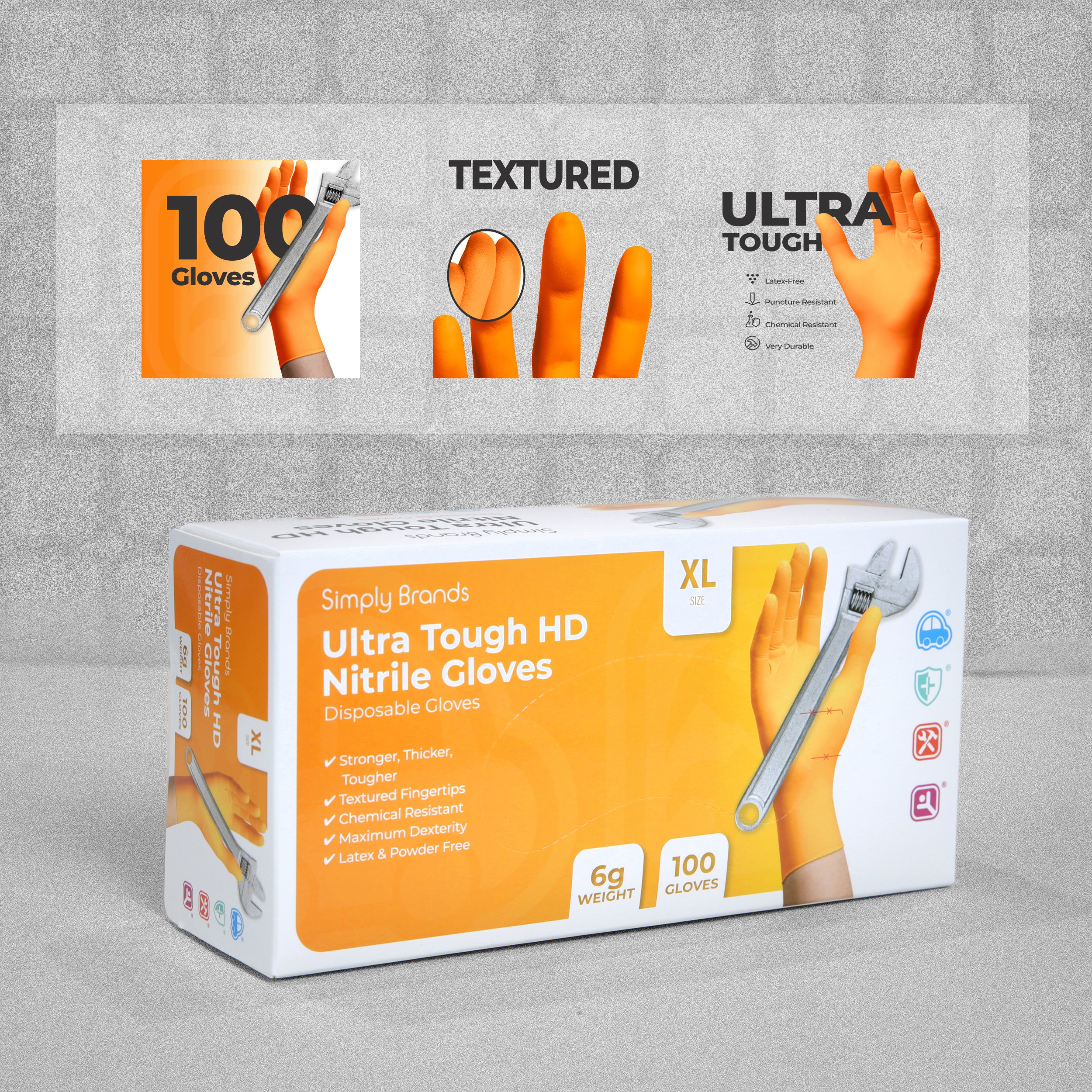 Ultra Tough HD Nitrile Disposable Gloves - X Large