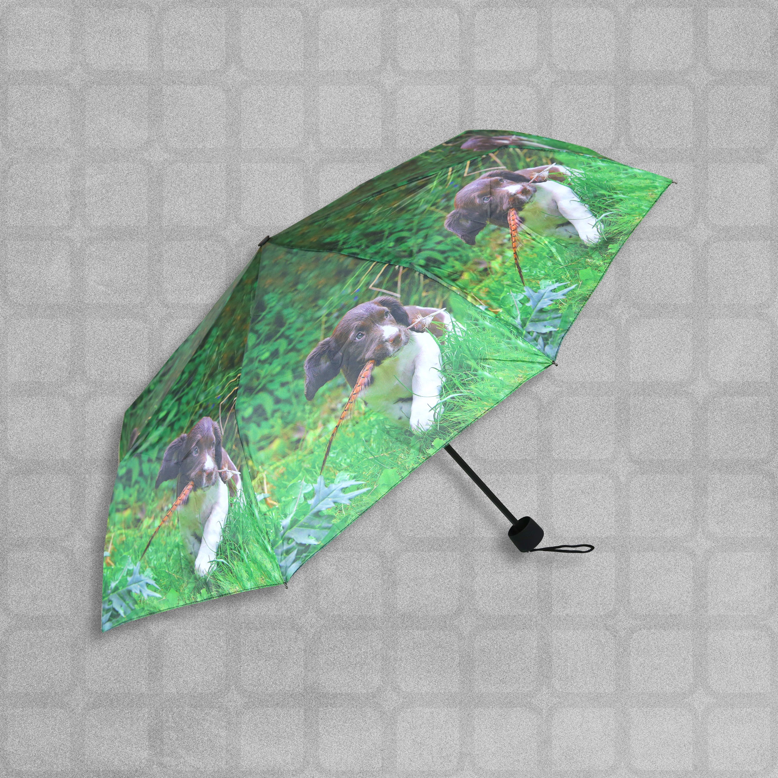 Country Matters Telescopic and Folding Umbrella - 'Up to Mischief' Spaniel Puppy