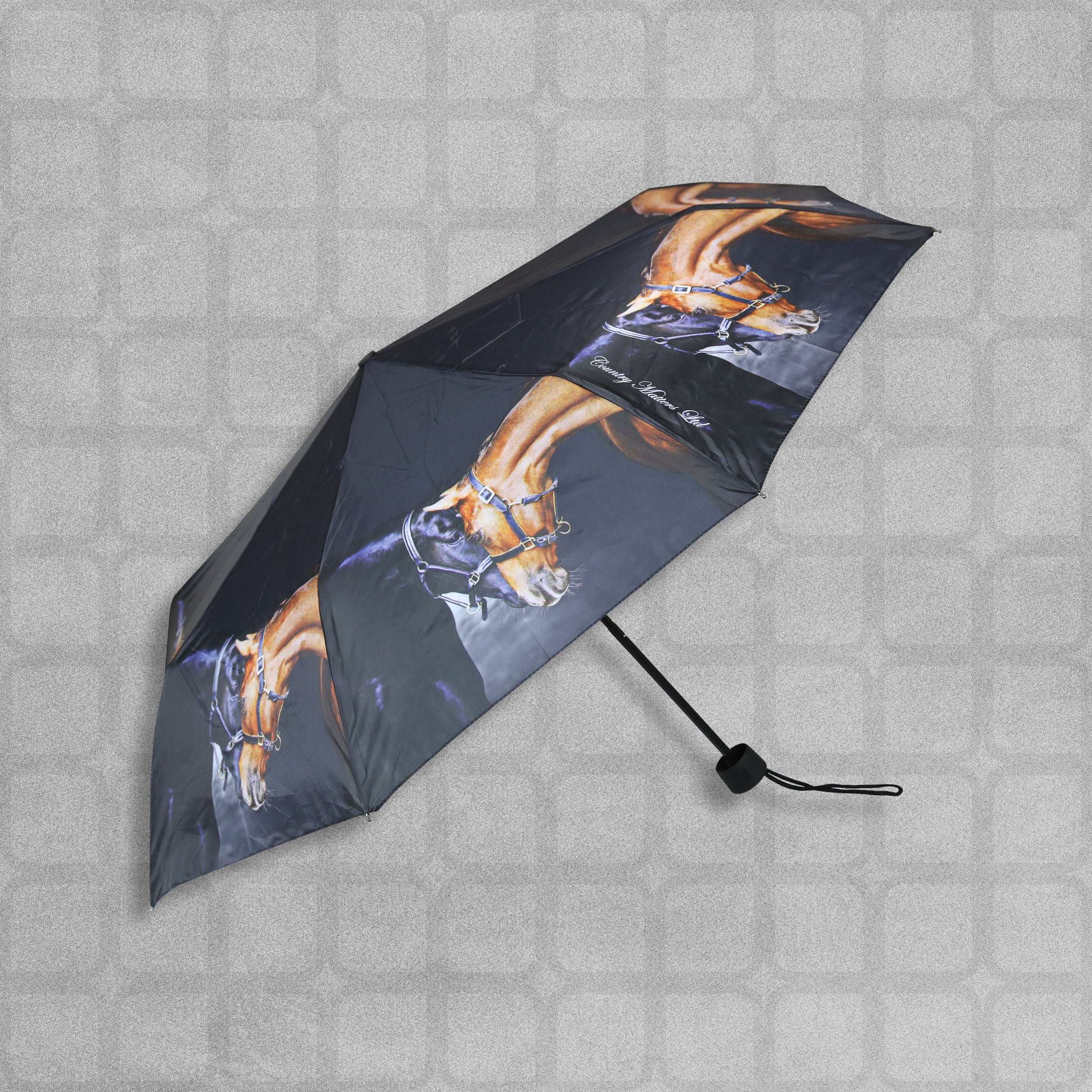 Country Matters Telescopic and Folding Umbrella - 'Horses'