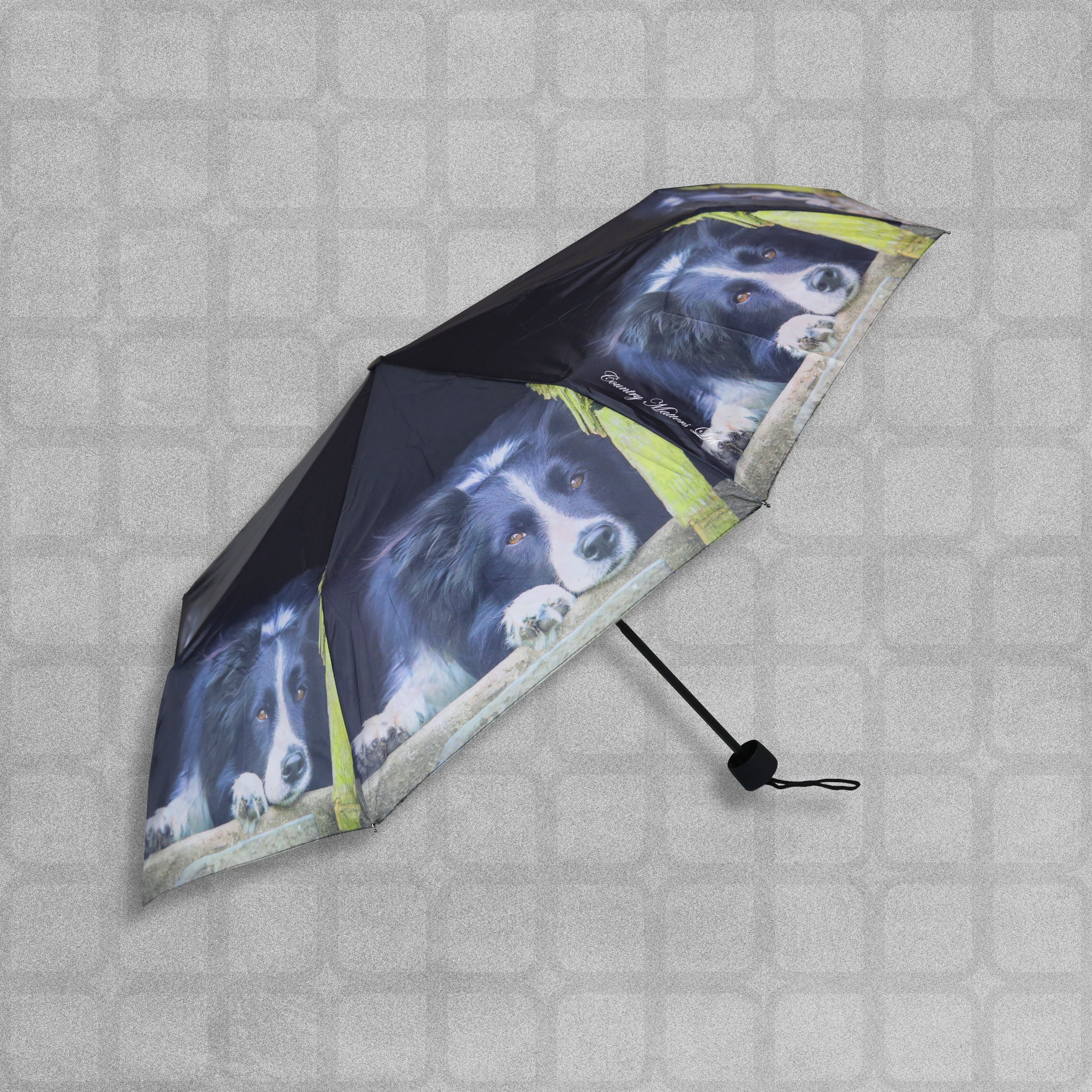 Country Matters Telescopic and Folding Umbrella - 'Collie Sheepdog'