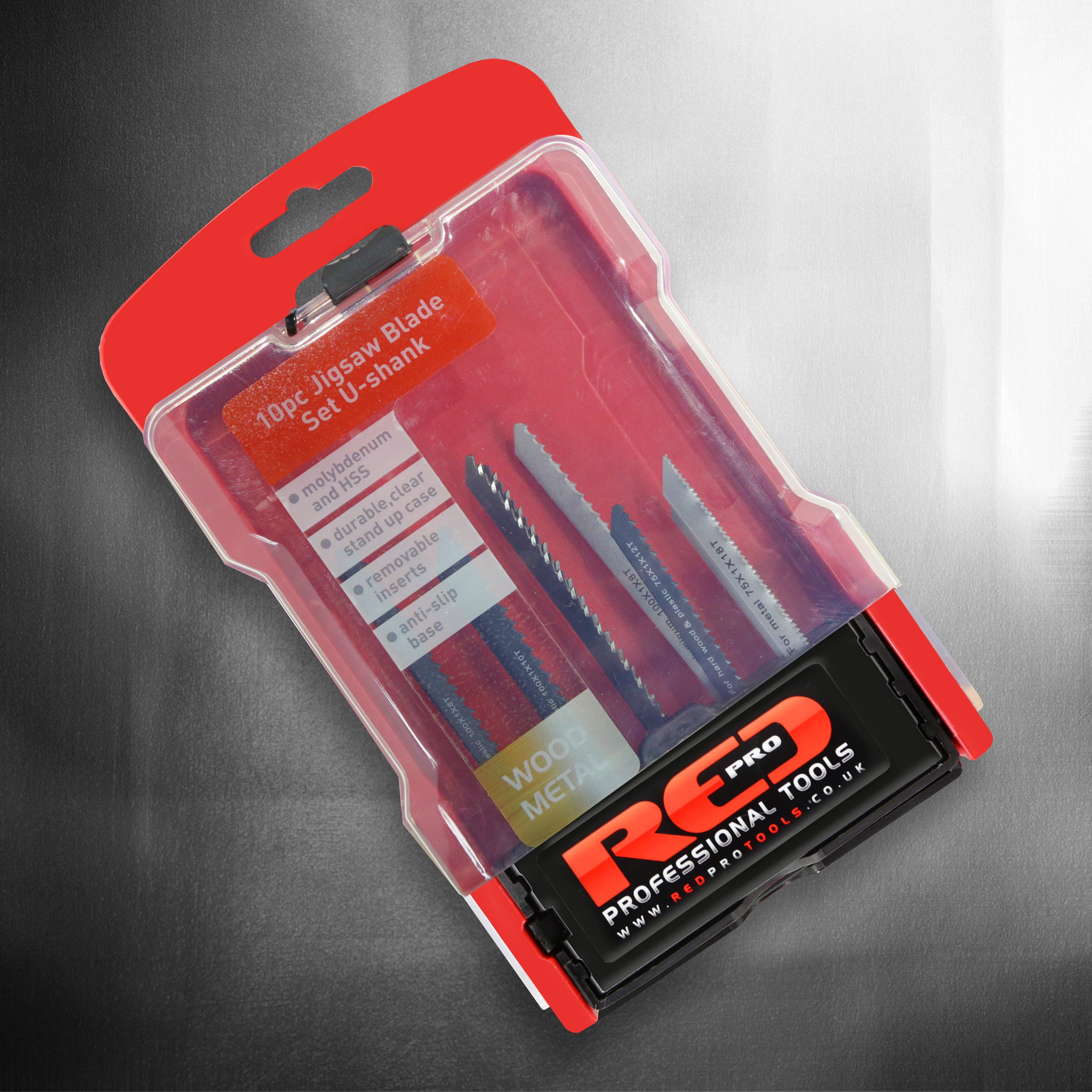 10 Piece U-Shank Jigsaw Blade Set by Red Pro Tools, sold by In-Excess