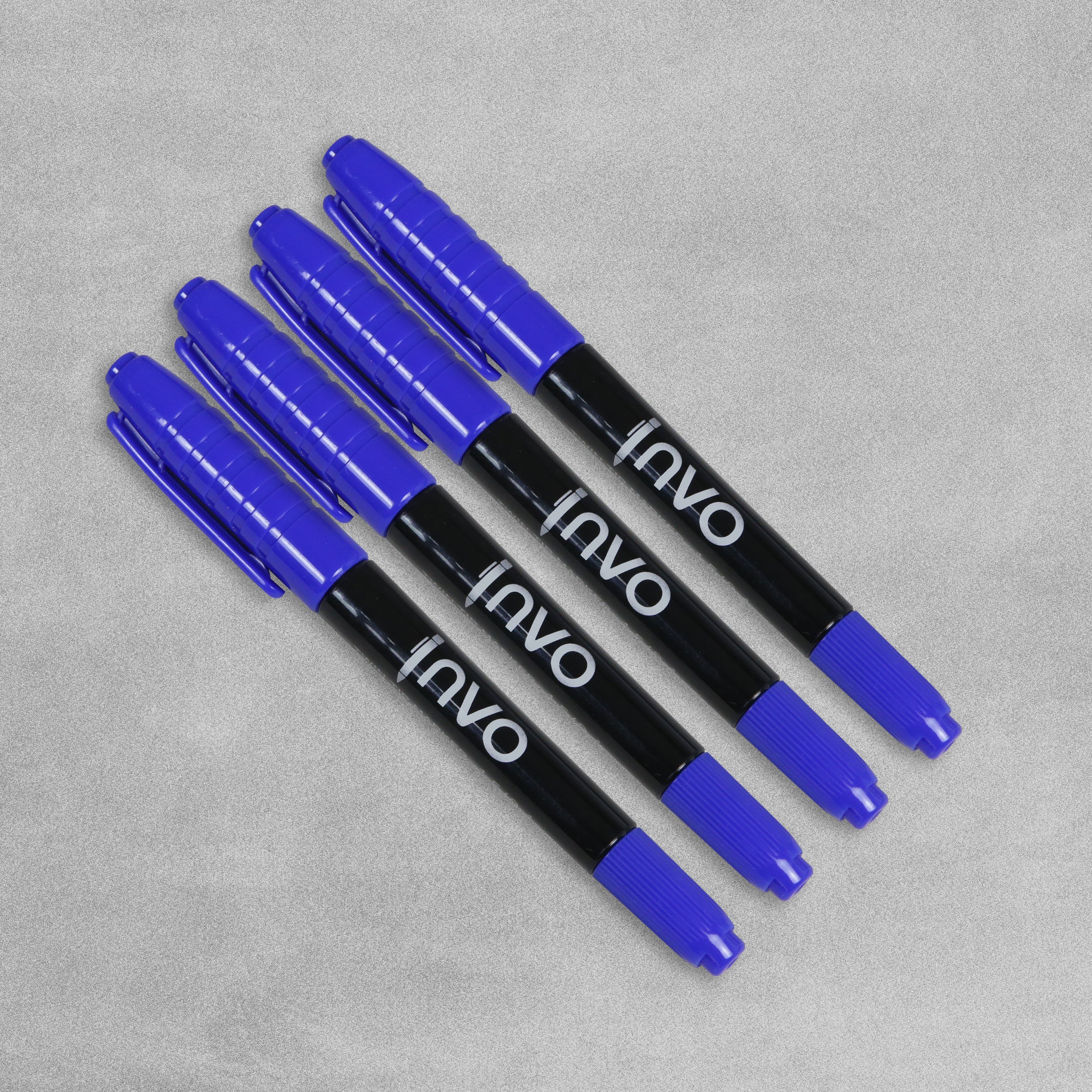 INVO Twin Tip Marker Pen Blue Ink - Pack of 4