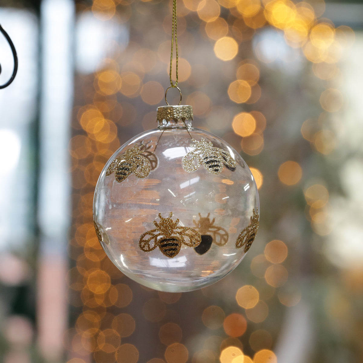 Gold Bee Glass Luxury Baubles – Set of 6