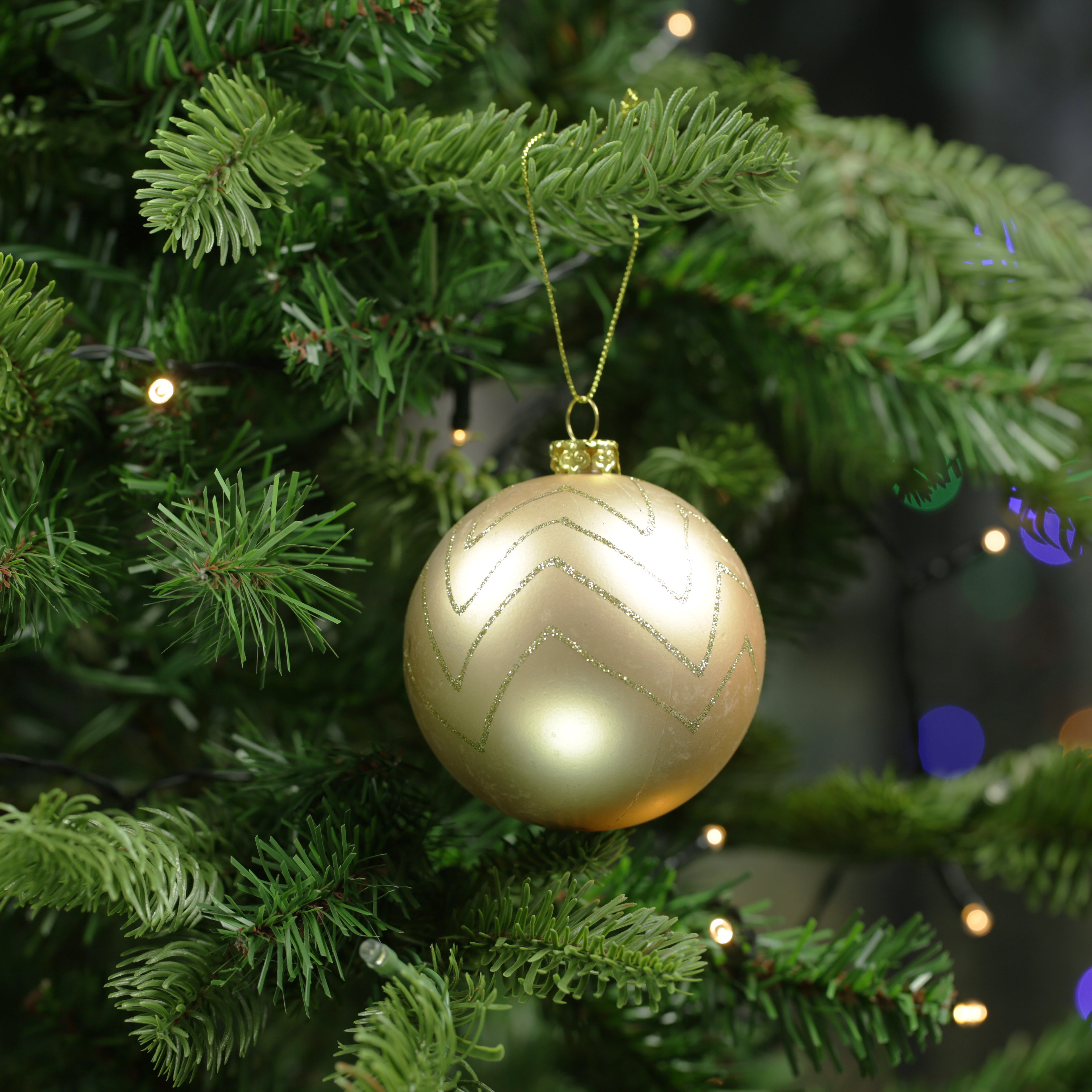 Zig Zag Glitter Large Baubles - Set of 4