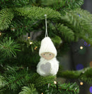 Fluffy Pom Pom Person with Silver Heart Hanging Decorations - Set of 2
