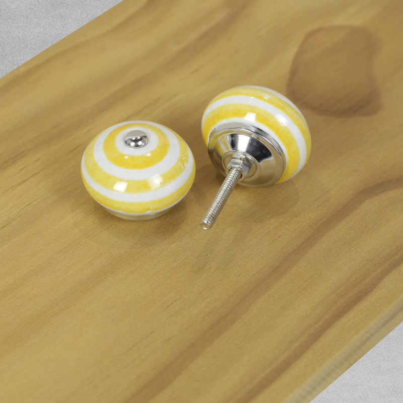 Striped Ceramic Cupboard Door / Drawer Knobs - 45mm Width