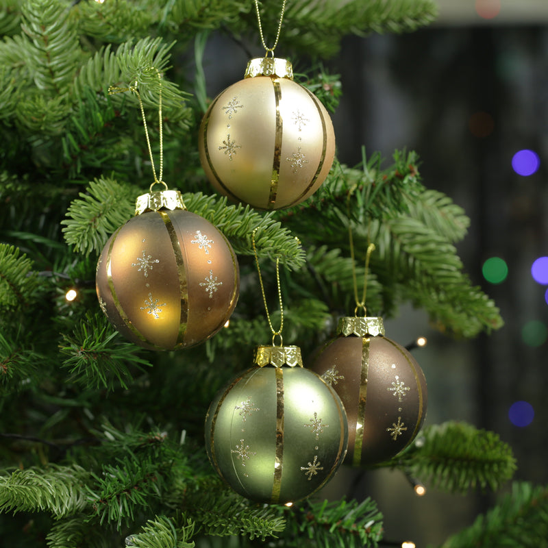 Stars & Gold Stripes Large Baubles – Set of 4